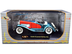 1935 Duesenberg SSJ Convertible Blue and Red 1/32 Diecast Model Car by Signature Models