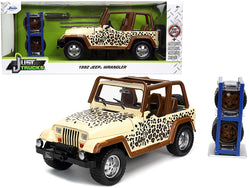 1992 Jeep Wrangler Tan and Brown with Graphics and Extra Wheels "Just Trucks" Series 1/24 Diecast Model by Jada