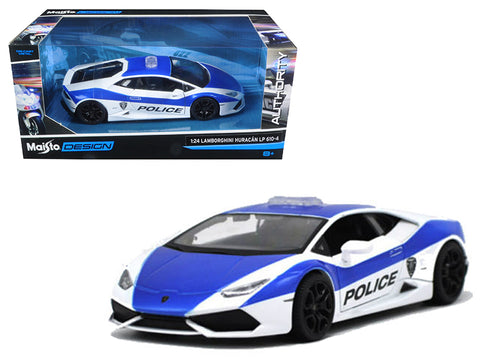 Lamborghini Huracan LP610-4 Police White and Blue 1/24 Diecast Model Car by Maisto