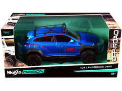 Lamborghini Urus #63 with Roof Rack Blue Metallic "Off-Road" Series 1/24 Diecast Model by Maisto