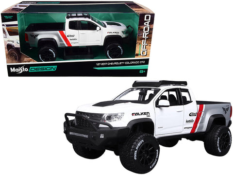 2017 Chevrolet Colorado ZR2 Pickup Truck "Falken Tires" White and Silver 1/27 Diecast Model by Maisto