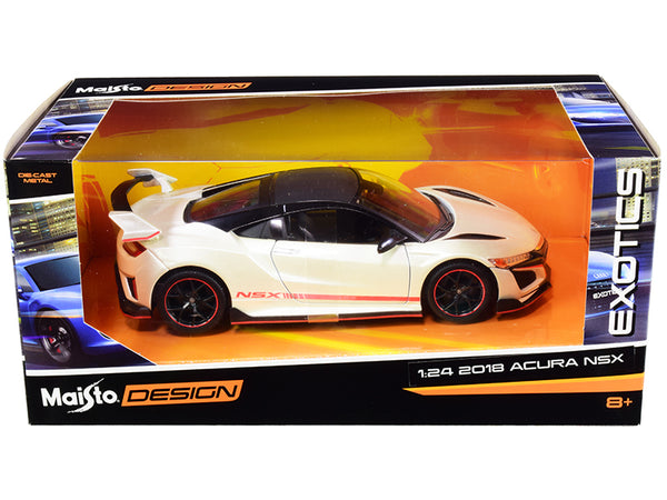 2018 Acura NSX Pearl White with Carbon Top "Exotics" 1/24 Diecast Model Car by Maisto