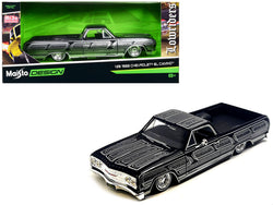 1965 Chevrolet El Camino Lowrider Black Metallic with Silver Graphics "Lowriders" Series 1/25 Diecast Model by Maisto