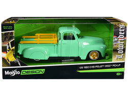 1950 Chevrolet 3100 Pickup Truck Lowrider Light Green with Gold Wheels "Lowriders" Series 1/24 Diecast Model by Maisto