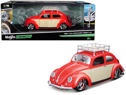 1951 Volkswagen Beetle with Roof Rack Orange Red "Classic Muscle" 1/18 Diecast Model Car by Maisto