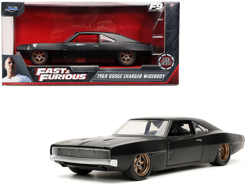 Dom's 1968 Dodge Charger Widebody Matte Black "Fast & Furious F9" (2021) Movie 1/24 Diecast Model Car by Jada
