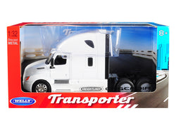 Freightliner Cascadia Truck White "Transporter" 1/32 Diecast Model by Welly