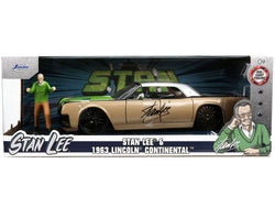 1963 Lincoln Continental Gold and Silver Metallic with Green Hood and "Stan Lee" Diecast Figure "Hollywood Rides" Series 1/24 Diecast Model Car by Jada