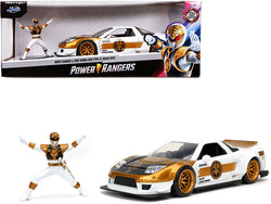 2002 Honda NSX Type-R Japan Spec RHD (Right Hand Drive) and White Ranger Diecast Figure "Power Rangers" 1/24 Diecast Model Car by Jada