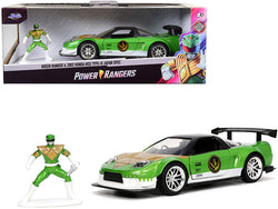 2002 Honda NSX Type-R Japan Spec RHD (Right Hand Drive) and Green Ranger Diecast Figure "Power Rangers" "Hollywood Rides" Series 1/32 Diecast Model Car by Jada
