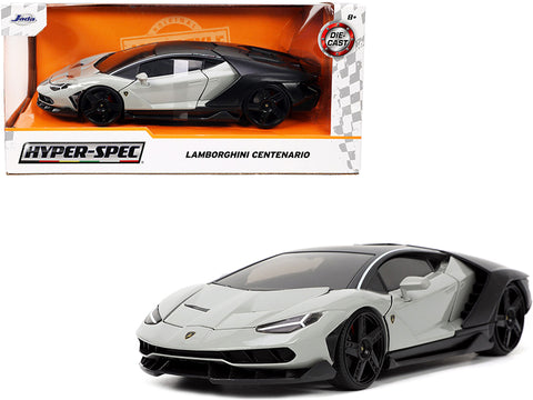 Lamborghini Centenario Gray and Matte Black "Hyper-Spec" Series 1/24 Diecast Model Car by Jada