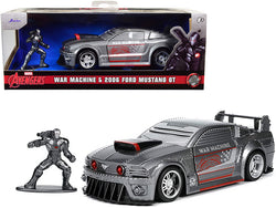 2006 Ford Mustang GT Gray Metallic and War Machine Diecast Figure "Avengers" "Marvel" Series "Hollywood Rides" Series 1/32 Diecast Model Car by Jada