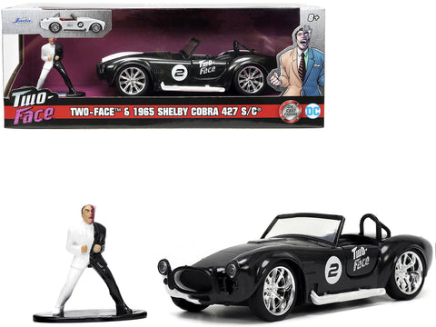 1965 Shelby Cobra 427 S/C #2 Black Metallic and White and Harvey Two-Face Diecast Figure "Batman" "Hollywood Rides" Series 1/32 Diecast Model Car by Jada
