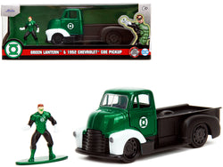 1952 Chevrolet COE Pickup Truck Green Metallic and Black and Green Lantern Diecast Figure "DC Comics" "Hollywood Rides" Series 1/32 Diecast Model by Jada