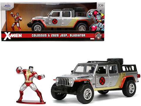 2020 Jeep Gladiator Pickup Silver with Colossus Diecast Figure Marvel "X-Men" "Hollywood Rides" Series 1/32 Diecast Model by Jada