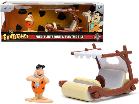 Flintmobile with Fred Flintstone Diecast Figure "The Flintstones" "Hollywood Rides" Series 1/32 Diecast Model Car by Jada
