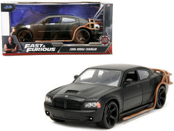 2006 Dodge Charger Matte Black with Outer Cage "Fast & Furious" Movie 1/24 Diecast Model Car by Jada
