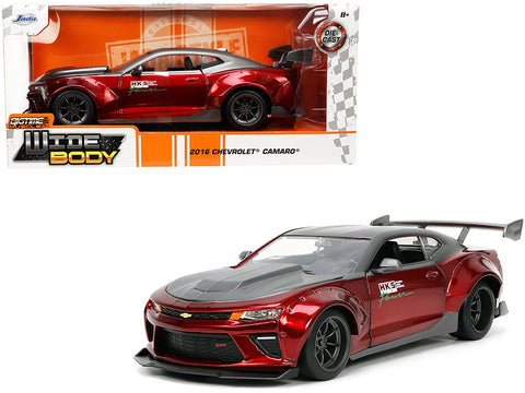 2016 Chevrolet Camaro Widebody "HKS" Candy Red Metallic and Matte Gray Metallic "Bigtime Muscle" Series 1/24 Diecast Model Car by Jada