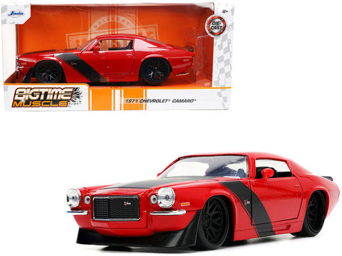 1971 Chevrolet Camaro Z/28 Red with Matte Black Stripes "Bigtime Muscle" Series 1/24 Diecast Model Car by Jada