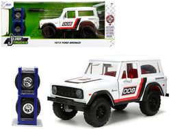 1973 Ford Bronco #008 White with Red and Black Stripes and Red Interior with Extra Wheels "Just Trucks" Series 1/24 Diecast Model by Jada