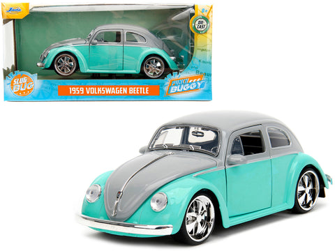 1959 Volkswagen Beetle Gray and Light Blue "Punch Buggy" Series 1/24 Diecast Model Car by Jada