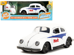 1959 Volkswagen Beetle "Holt" White with Blue Graphics and Boxing Gloves Accessory "Punch Buggy" Series 1/32 Diecast Model Car by Jada