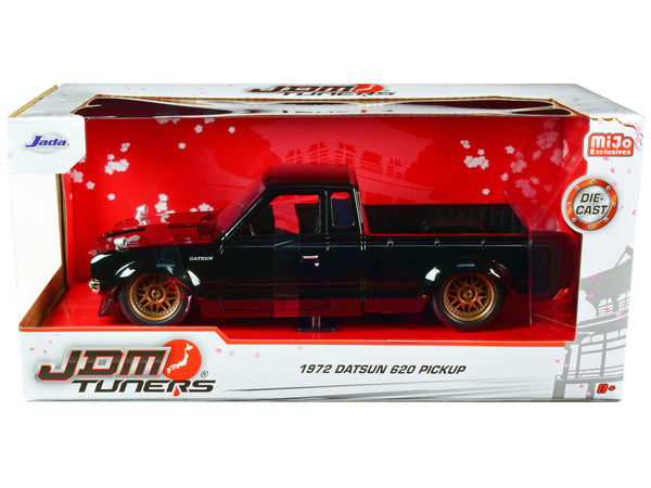 1972 Datsun 620 Pickup Truck Black with Gold Wheels "JDM Tuners" Series 1/24 Diecast Model by Jada