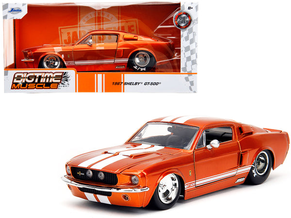 1967 Ford Mustang Shelby GT500 Candy Orange with White Stripes "Bigtime Muscle" Series 1/24 Diecast Model Car by Jada