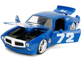 1972 Pontiac Firebird #72 Blue with White Stripe "Chevron" "Bigtime Muscle" Series 1/24 Diecast Model Car by Jada