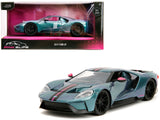 2017 Ford GT Blue Metallic with Pink and Black Stripes "Pink Slips" Series 1/24 Diecast Model Car by Jada