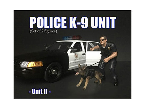 "Police Officer with K9 Dog" Figures (Unit #2) for 1/18 Scale Models by American Diorama