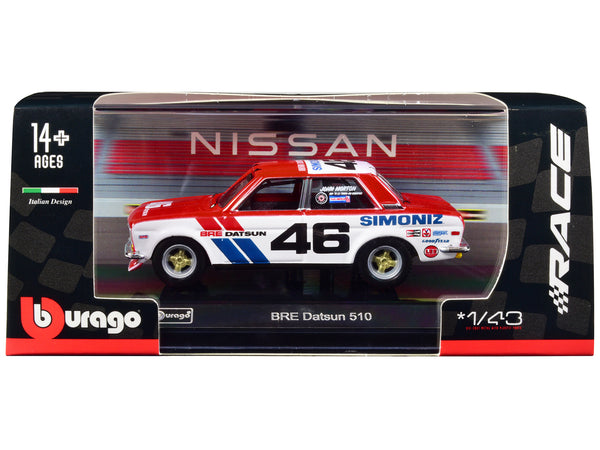 Datsun 510 #46 John Morton Red and White "BRE (Brock Racing Enterprises)" "Race" Series 1/43 Diecast Model Car by Bburago