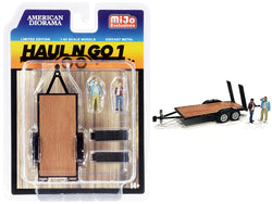 "Haul N Go Series 1" (3 Piece Figure Set - Trailer and 2 Figures) for 1/64 Scale Models by American Diorama"