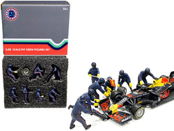 "Formula One F1 Pit Crew" (7 Figure Set) Team Blue for 1/43 Scale Models by American Diorama