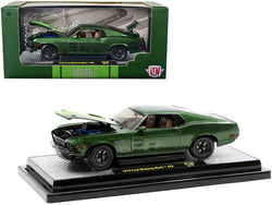 1970 Ford Mustang Mach 1 428 Green Metallic with Light Green Hood Limited Edition to 6,550 pieces Worldwide 1/24 Diecast Model Cars by M2 Machines