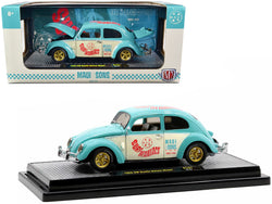 1952 Volkswagen Beetle Deluxe Model Light Blue and Wimbledon White “Maui & Sons” Limited Edition to 3,850 pieces Worldwide 1/24 Diecast Model Car by M2 Machines
