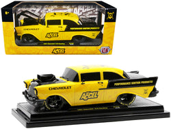 1957 Chevrolet 210 Hardtop Yellow and Black with Graphics "Accel" Limited Edition to 2,650 pieces Worldwide 1/24 Diecast Model Car by M2 Machines