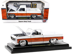 1973 Chevrolet Cheyenne 10 Pickup Truck Bright White with Woodgrain Stripes Limited Edition to 9,450 pieces Worldwide 1/24 Diecast Model by M2 Machines