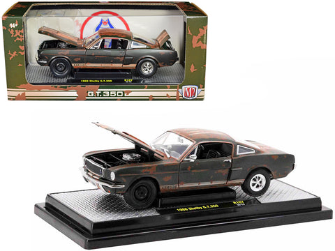 1966 Shelby GT350 Ivy Green with Wimbledon White Stripes (Rusted) Limited Edition to 5,250 pieces Worldwide 1/24 Diecast Model Car by M2 Machines