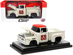 1956 Ford F-100 Pickup Truck Wimbledon White with Red Top "Crane Cams" Limited Edition to 6,150 pieces Worldwide 1/24 Diecast Model by M2 Machines