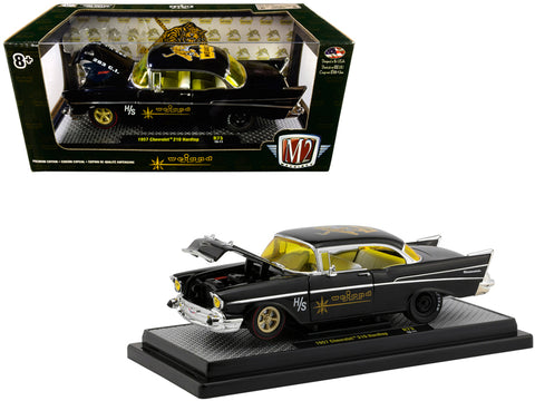 1957 Chevrolet 210 Hardtop "Weiand" Black Limited Edition to 5,880 pieces Worldwide 1/24 Diecast Model Car by M2 Machines"