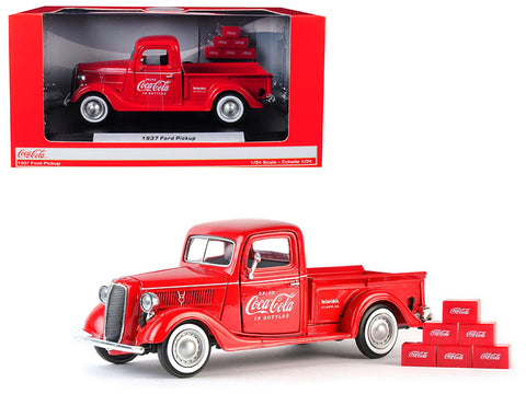 1937 Ford Pickup Truck "Coca Cola" Red with 6 Bottle Cartons 1/24 Diecast Model by Motorcity Classics
