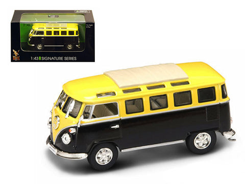 1962 Volkswagen Microbus Van Bus Yellow/Black 1/43 Diecast Model by Road Signature