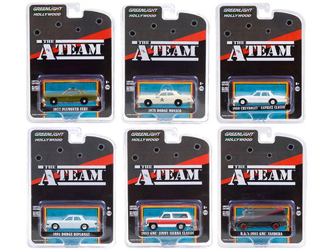 "The A-Team" (1983-1987) TV Series (6  Piece Set) "Hollywood Special Edition" 1/64 Diecast Models by Greenlight