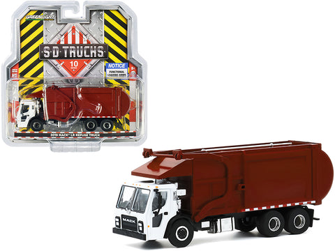 2019 Mack LR Refuse Garbage Truck White and Burgundy "S.D. Trucks" Series #10 1/64 Diecast Model by Greenlight