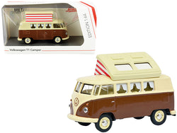 Volkswagen T1 Camper Bus with Pop-Top Roof Brown and Cream 1/64 Diecast Model by Schuco