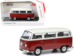 Volkswagen T2 Bus Red and White with Gray Stripes 1/64 Diecast Model by Schuco