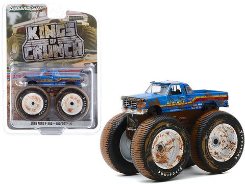 1996 Ford F-250 Monster Truck "Bigfoot #7" Blue (Dirty Version) "Kings of Crunch" Series #7 1/64 Diecast Model by Greenlight