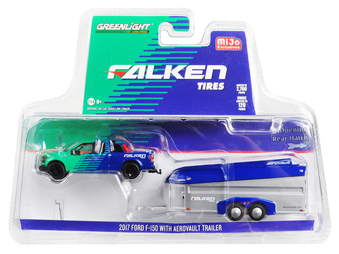 2017 Ford F-150 Pickup Truck and Aerovault Trailer "Falken Tires" Limited Edition to 2,760 pieces Worldwide 1/64 Diecast Models by Greenlight