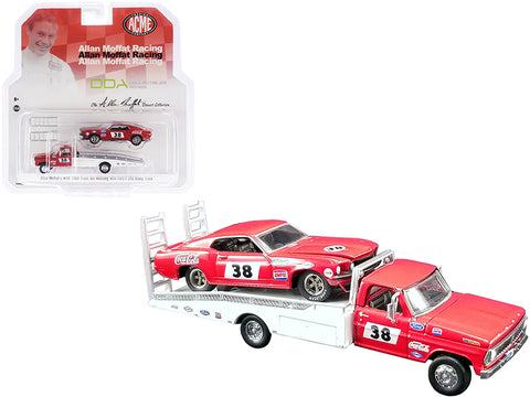 Ford F-350 Ramp Truck #38 Red and White with 1969 Ford Mustang Trans Am #38 Red "Coca-Cola" Allan Moffat Racing "DDA Collectibles" Series "ACME Exclusive" 1/64 Diecast Models by Greenlight